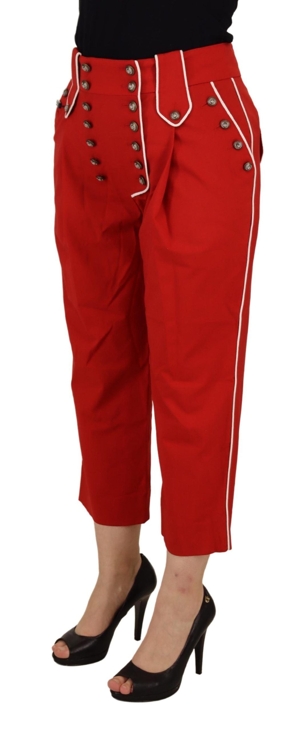 Dolce & Gabbana Elegant Red High-Waist Cropped Pants Dolce & Gabbana