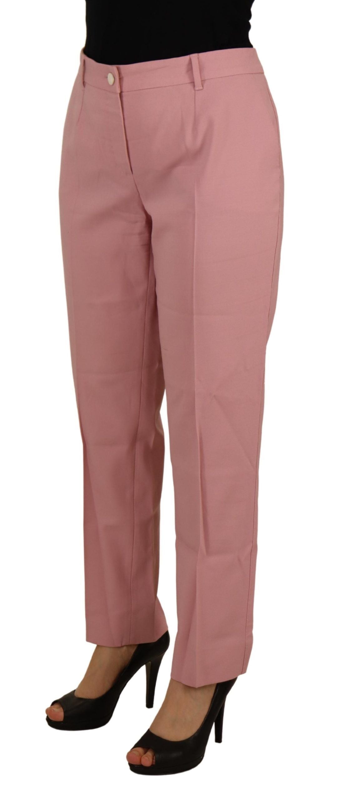 Dolce & Gabbana Chic MidWaist Virgin Wool Pink Pants Dolce & Gabbana