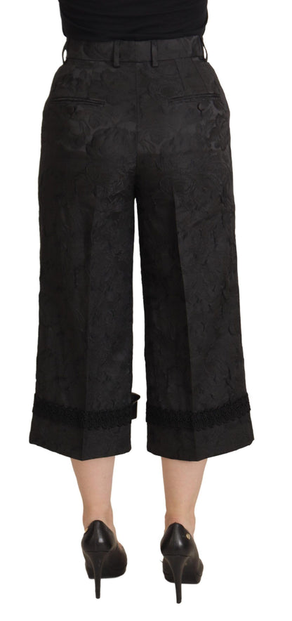 Dolce & Gabbana Elegant Black Brocade Cropped Pants Dolce & Gabbana