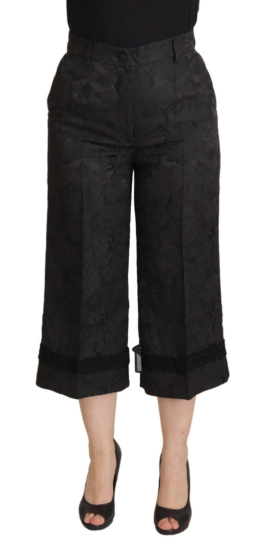 Dolce & Gabbana Elegant Black Brocade Cropped Pants Dolce & Gabbana