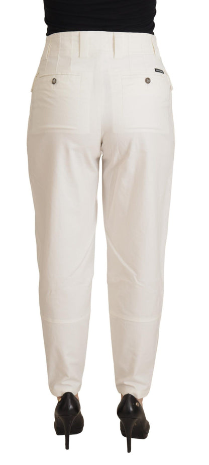 Dolce & Gabbana Elegant White High-Waist Tapered Trousers Dolce & Gabbana