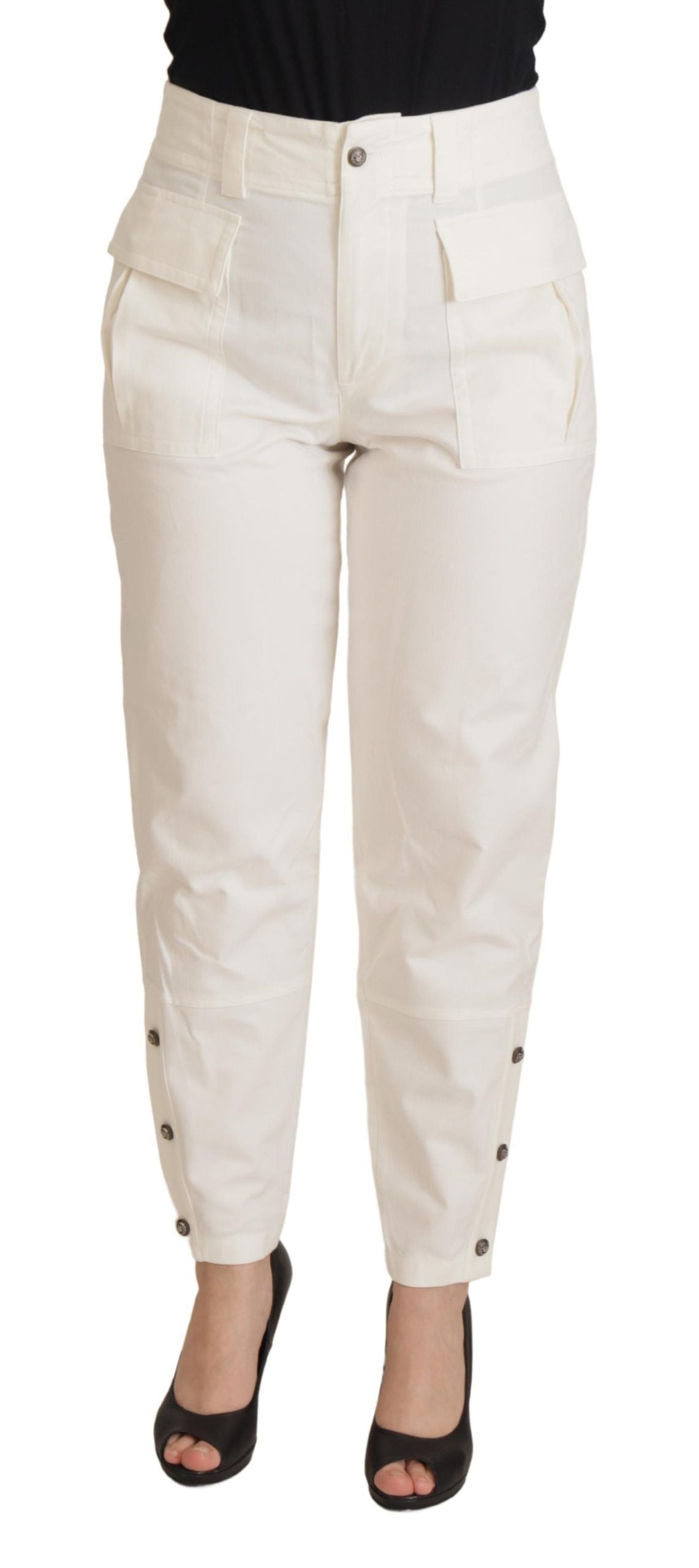 Dolce & Gabbana Elegant White High-Waist Tapered Trousers Dolce & Gabbana