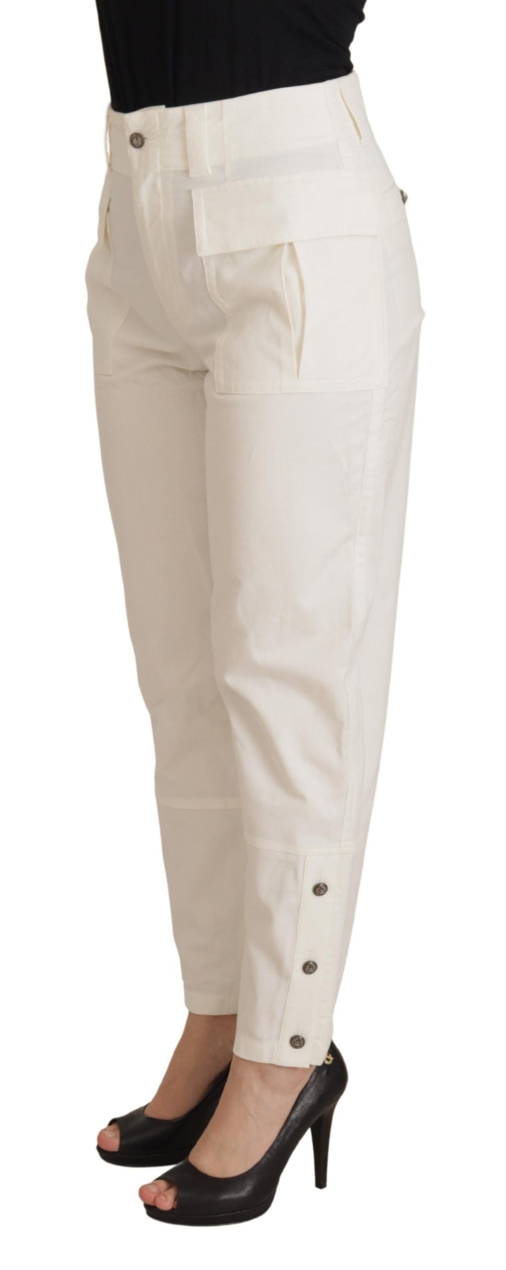 Dolce & Gabbana Elegant White High-Waist Tapered Trousers Dolce & Gabbana