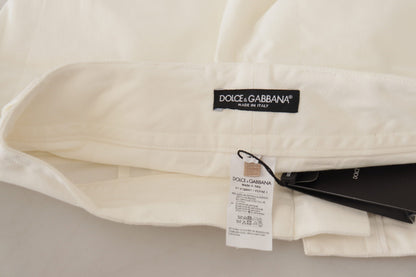 Dolce & Gabbana Elegant White High-Waist Tapered Trousers Dolce & Gabbana