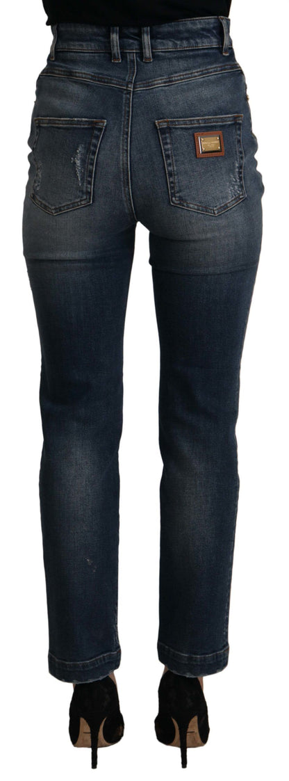 Dolce & Gabbana High Waist Skinny Designer Jeans in Blue Dolce & Gabbana