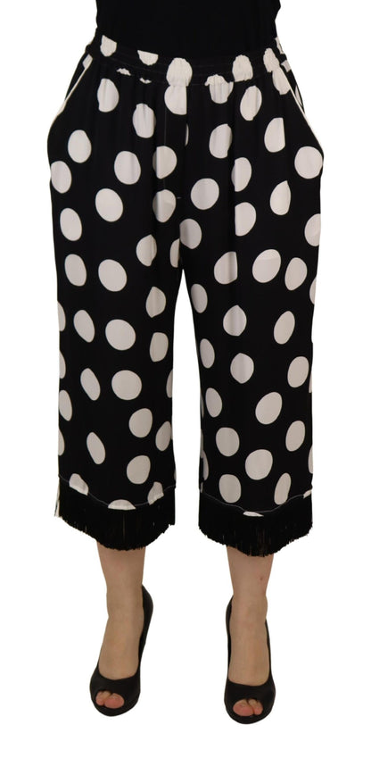 Dolce & Gabbana Polka Dot Silk Mid Waist Pants Dolce & Gabbana