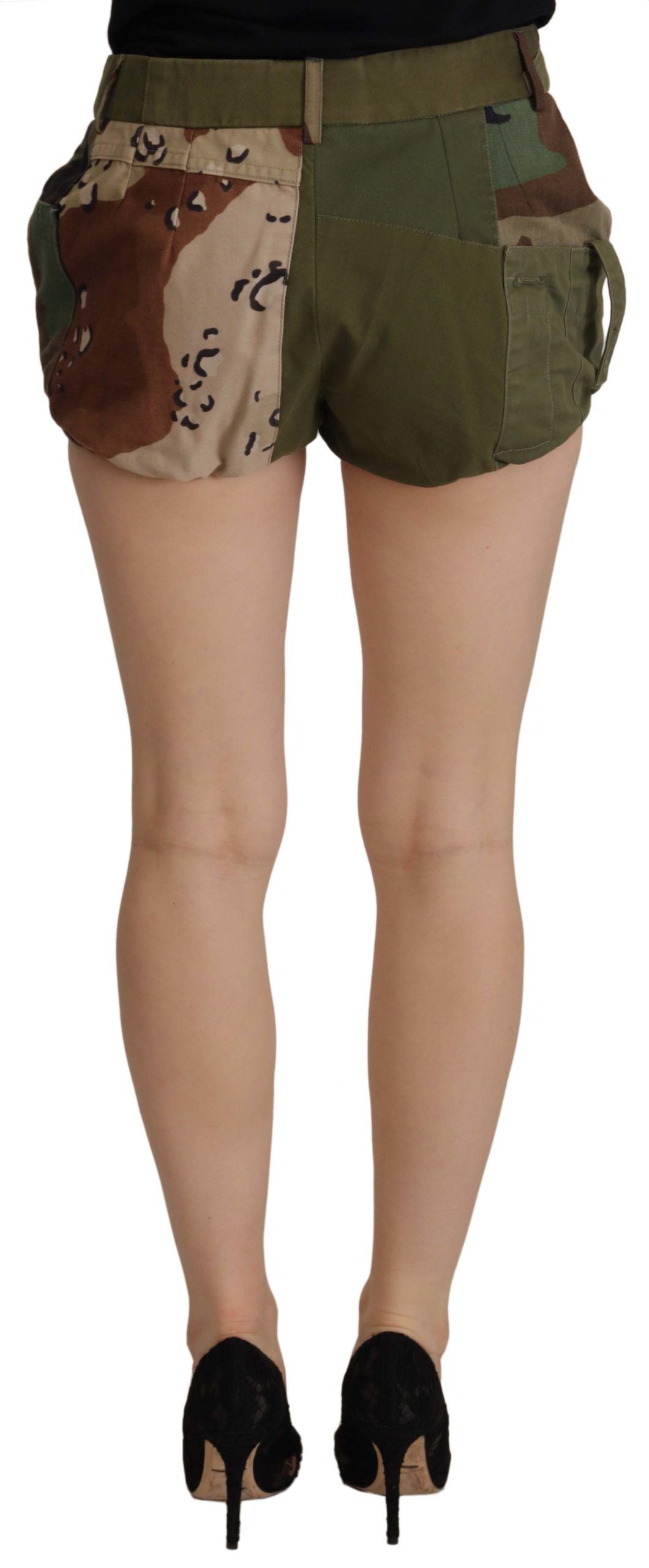 Dolce & Gabbana Army Green High-Waist Hot Pants Dolce & Gabbana