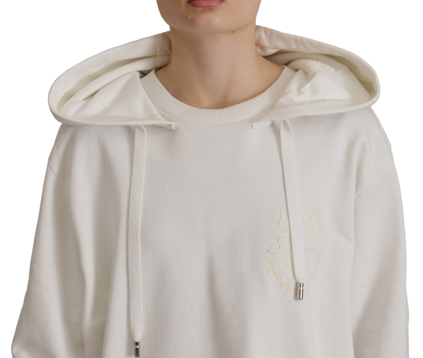 Dolce & Gabbana Chic White Hooded Pullover Sweater Dolce & Gabbana