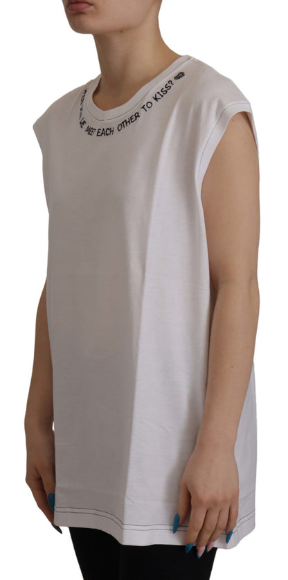 Dolce & Gabbana Elegant White Cotton Sleeveless Top Dolce & Gabbana