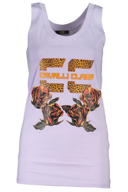 Cavalli Class Elegant Purple Tank Top with Wide Shoulders Cavalli Class