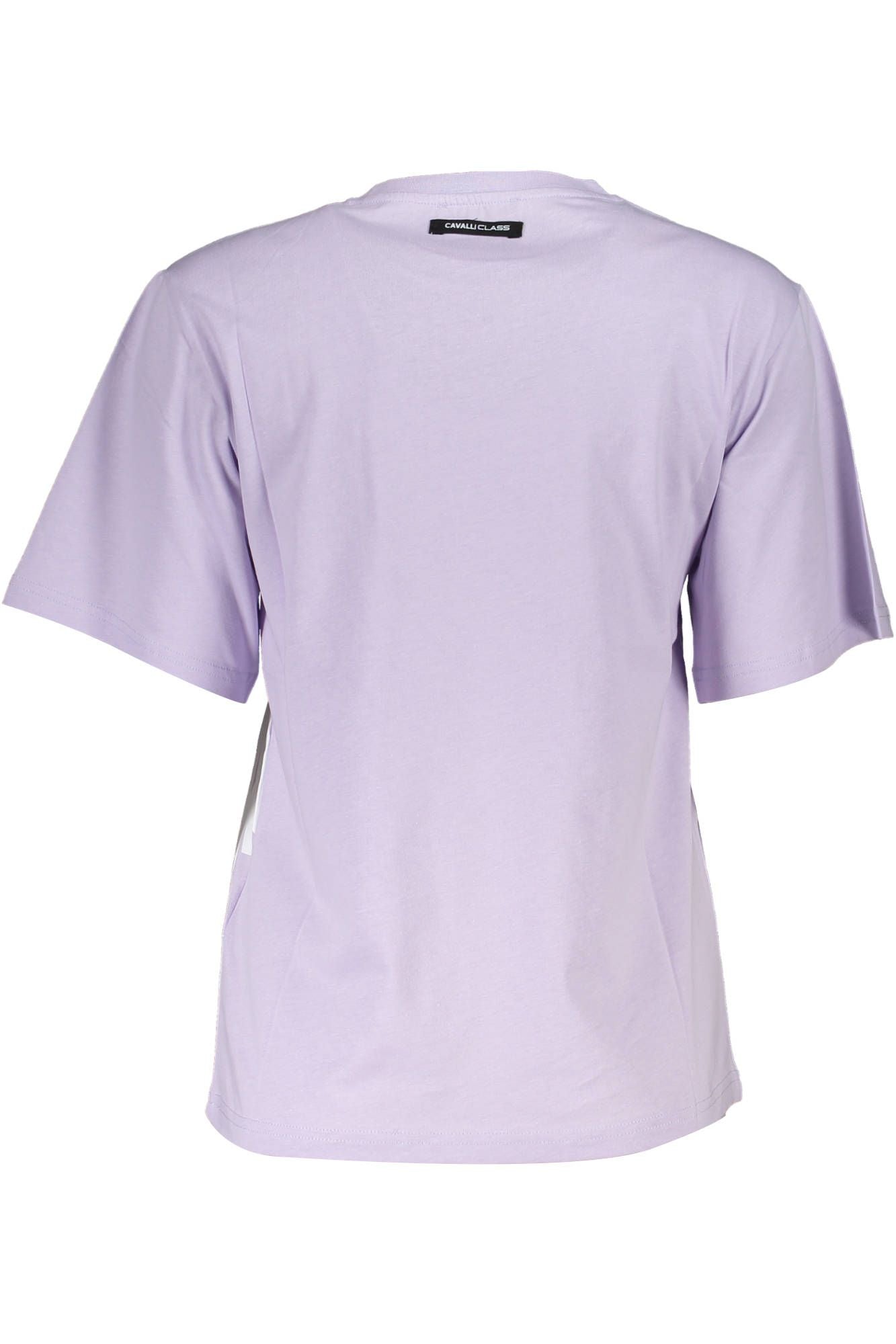 Cavalli Class Elegant Purple Print Tee with Chic Logo Cavalli Class