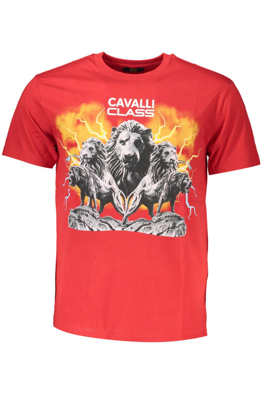 Cavalli Class Elegant Red Printed Tee with Classic Appeal Cavalli Class