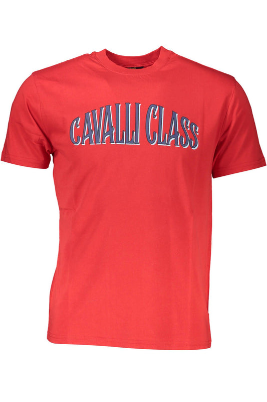 Cavalli Class Elegant Red Printed Logo Tee Cavalli Class