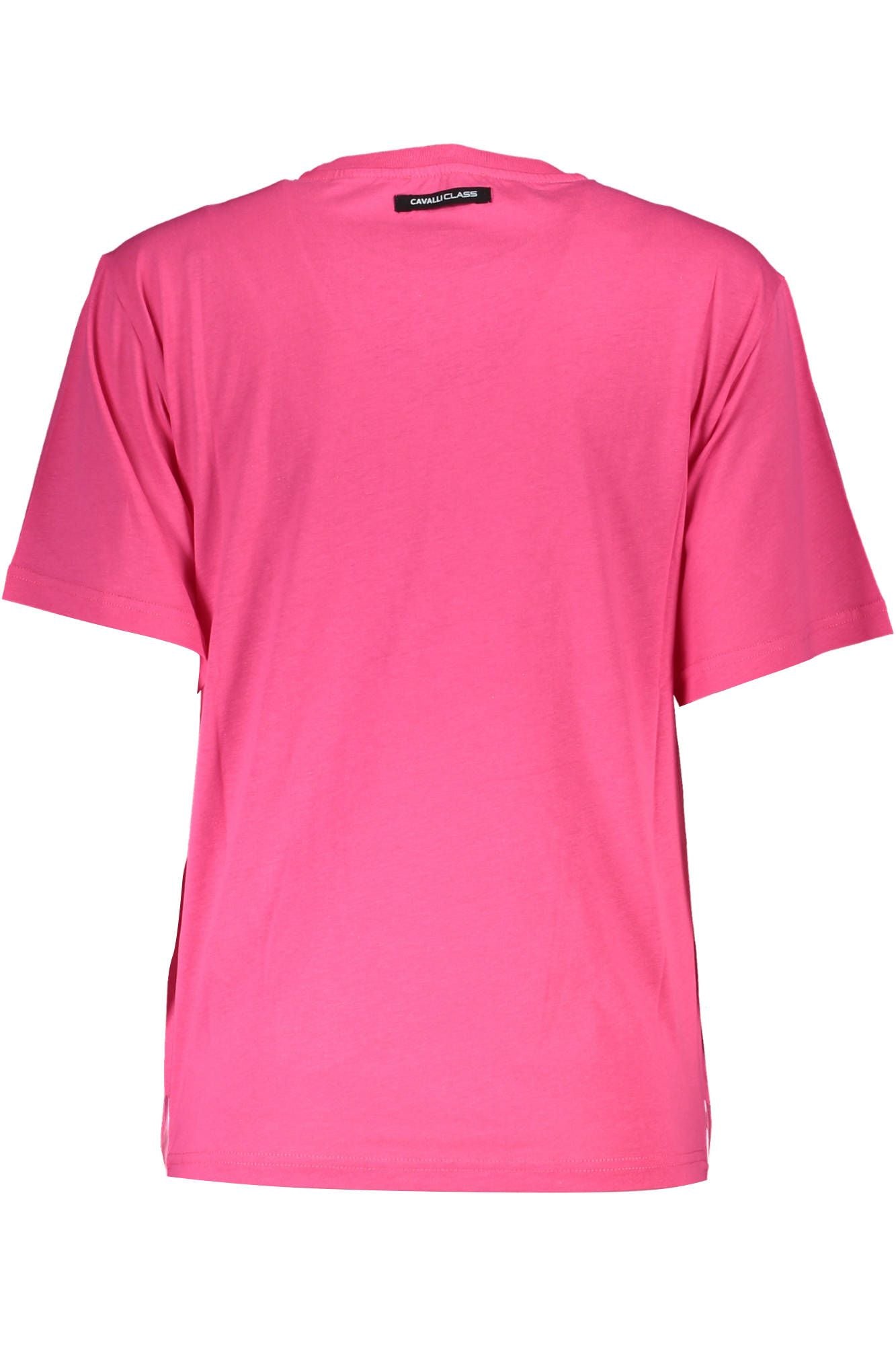 Cavalli Class Elegant Pink Cotton Tee with Signature Print Cavalli Class