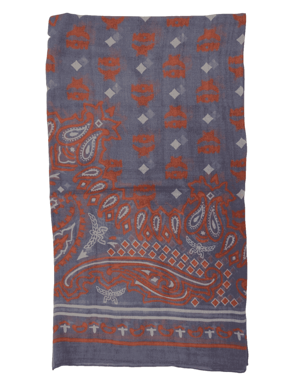 MCM Stonewash Modal Silk Paisley Print Jacquard Scarf MCM