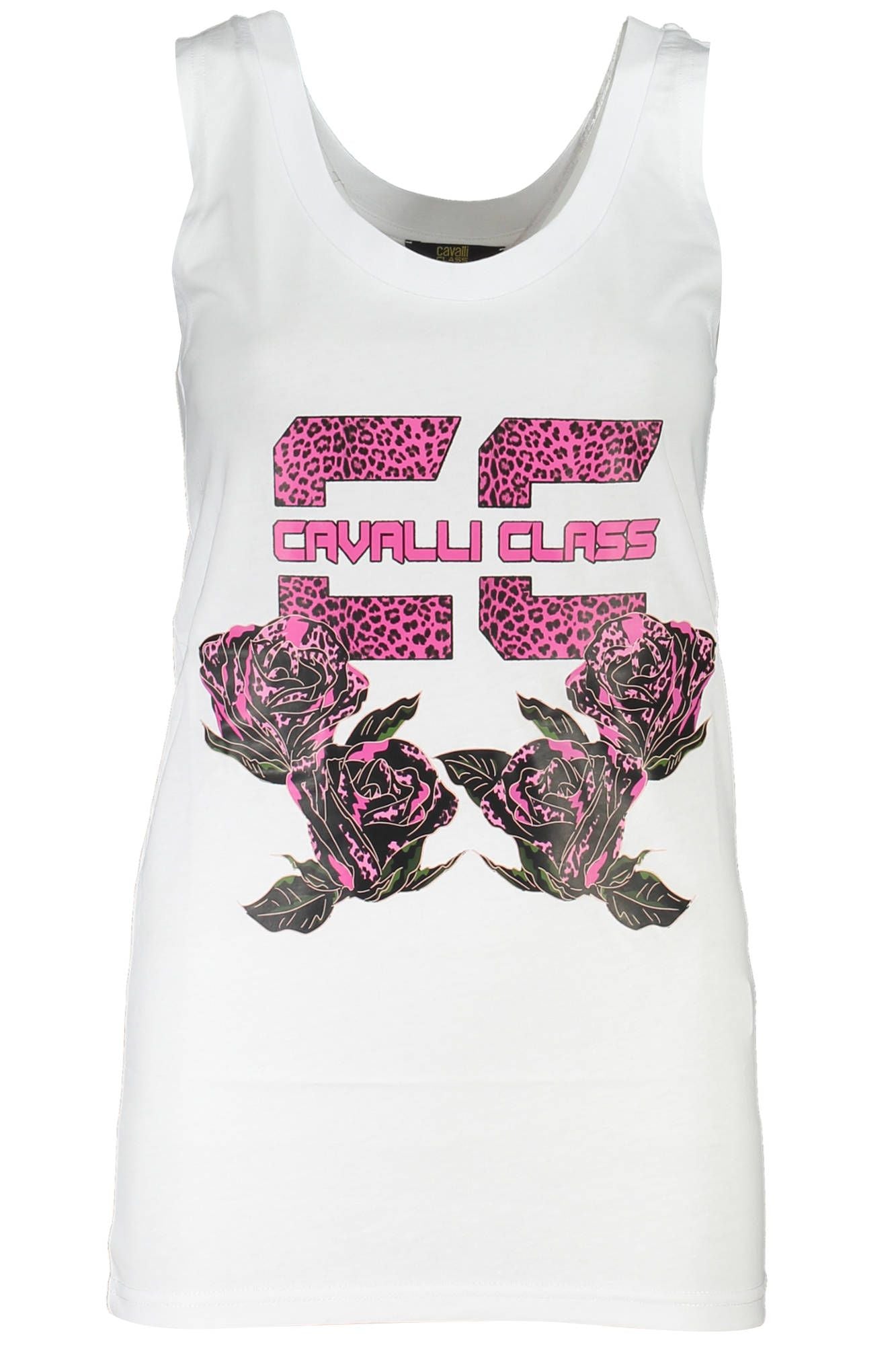 Cavalli Class Elegant White Cotton Tank Top with Logo Print Cavalli Class