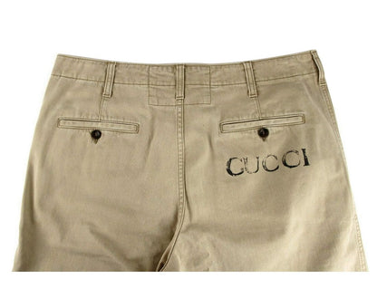 Light Brown Washed Cotton Pant Gucci Print Gucci