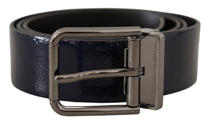 Dolce & Gabbana Elegant Blue Leather Belt with Silver Buckle Dolce & Gabbana