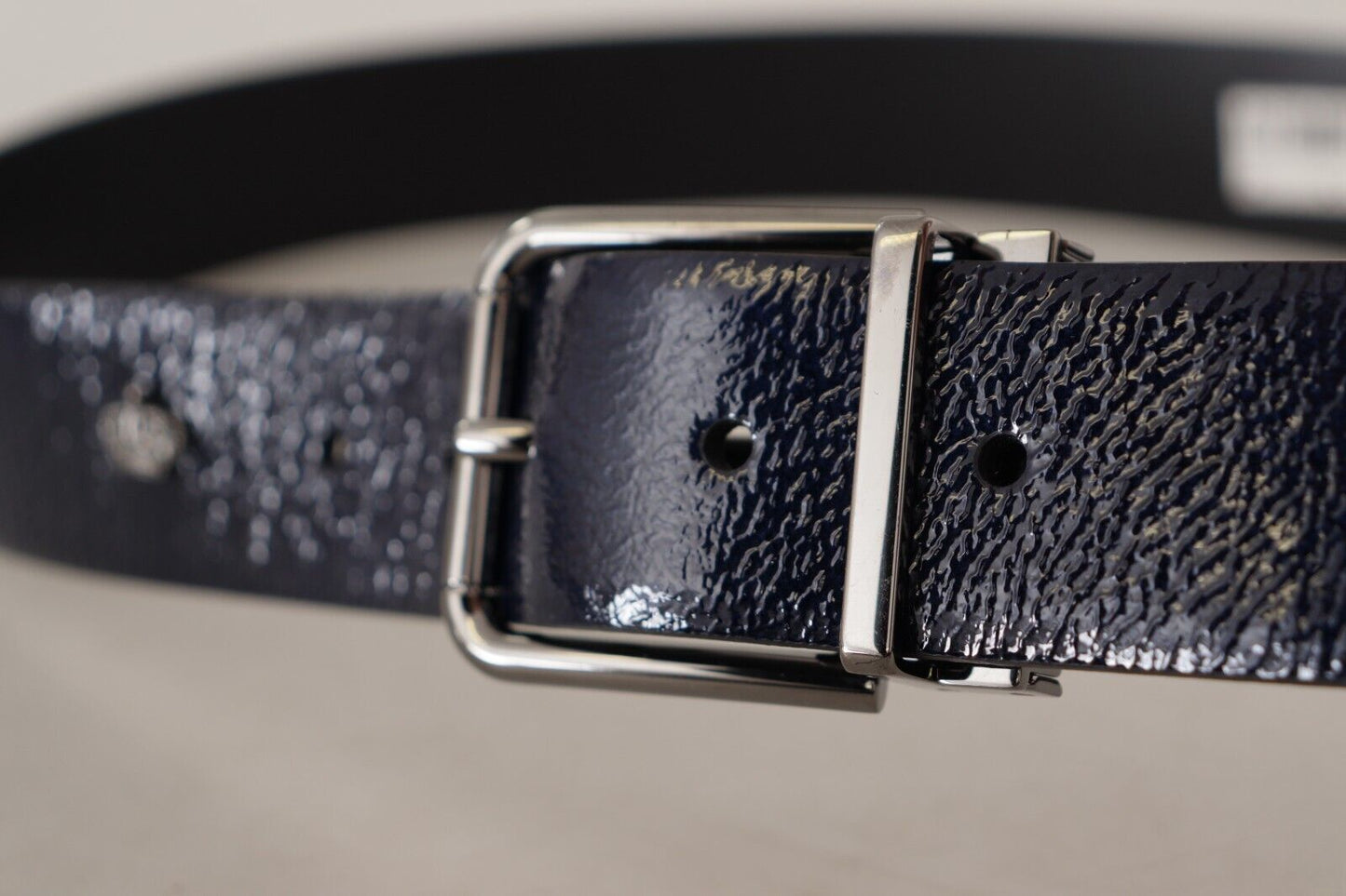 Dolce & Gabbana Elegant Blue Leather Belt with Silver Buckle Dolce & Gabbana