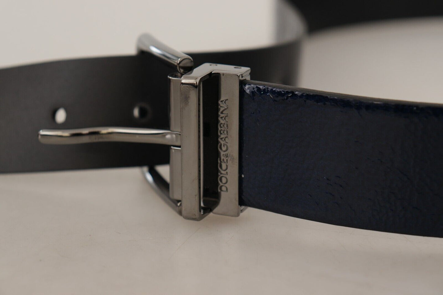 Dolce & Gabbana Elegant Blue Leather Belt with Silver Buckle Dolce & Gabbana