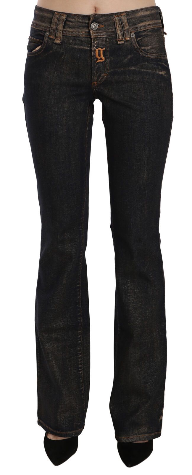 John Galliano Chic Flared Mid Waist Black Denim John Galliano