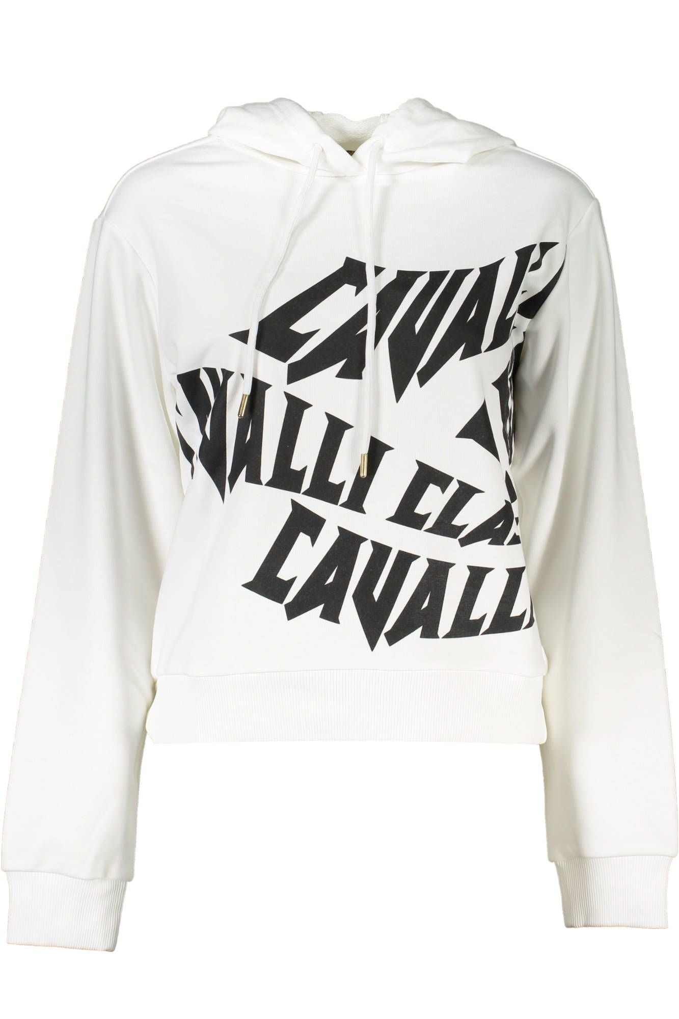 Cavalli Class Elegant White Hooded Sweatshirt Cavalli Class