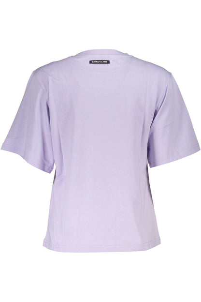 Cavalli Class Elegant Purple Slim Fit Tee with Chic Print Cavalli Class