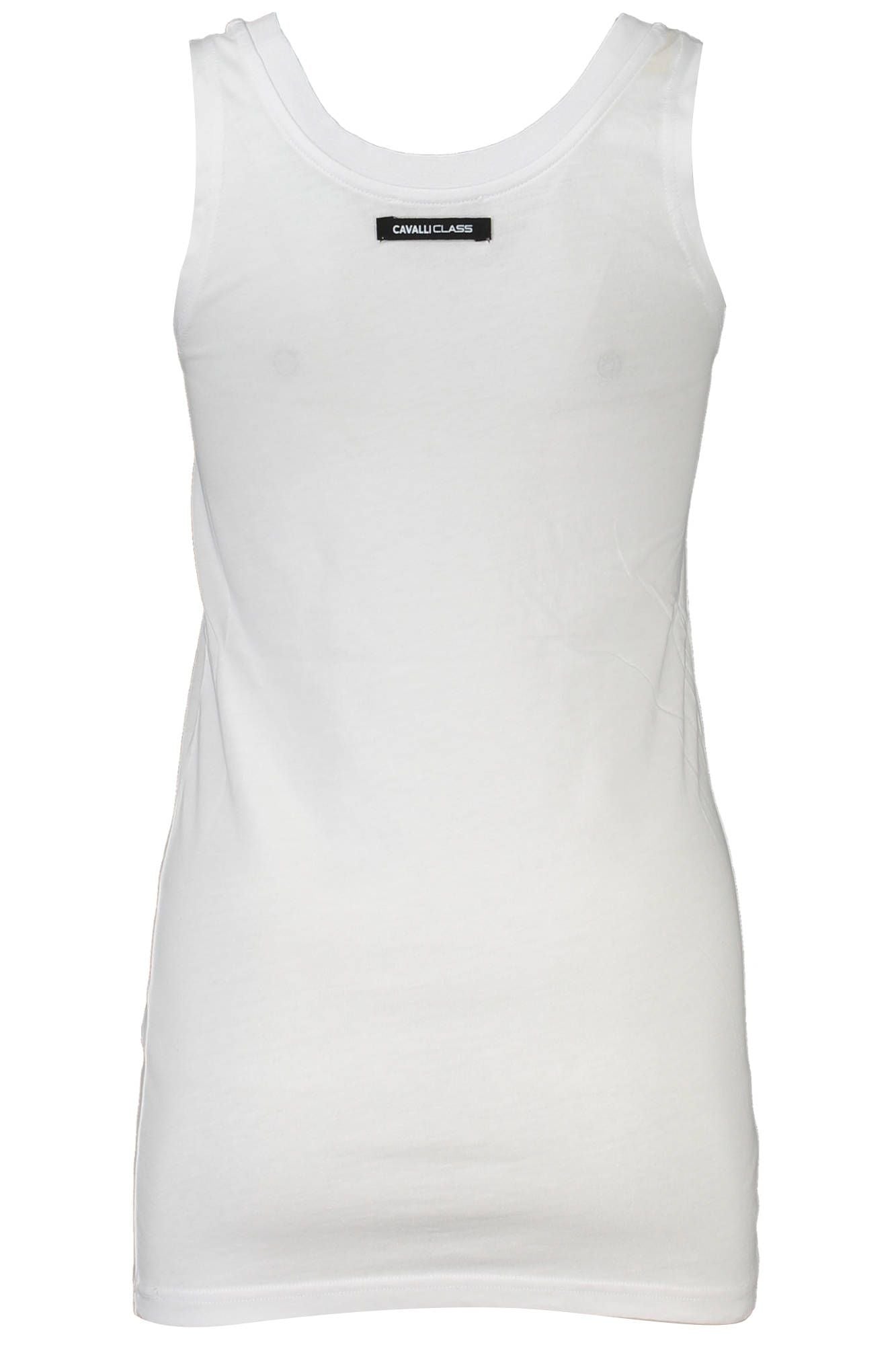 Cavalli Class Chic White Cotton Tank Top with Iconic Print Cavalli Class