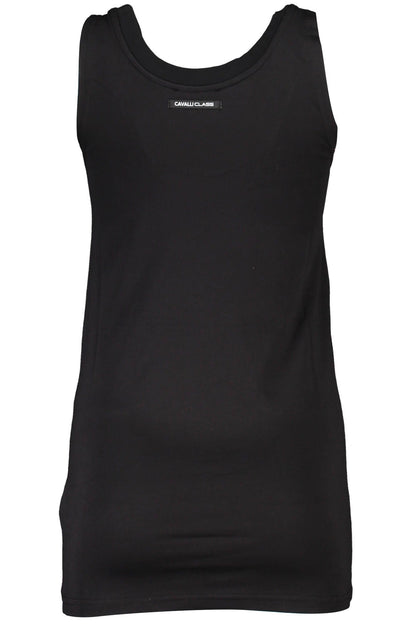 Cavalli Class Elegant Black Printed Tank with Logo Detail Cavalli Class