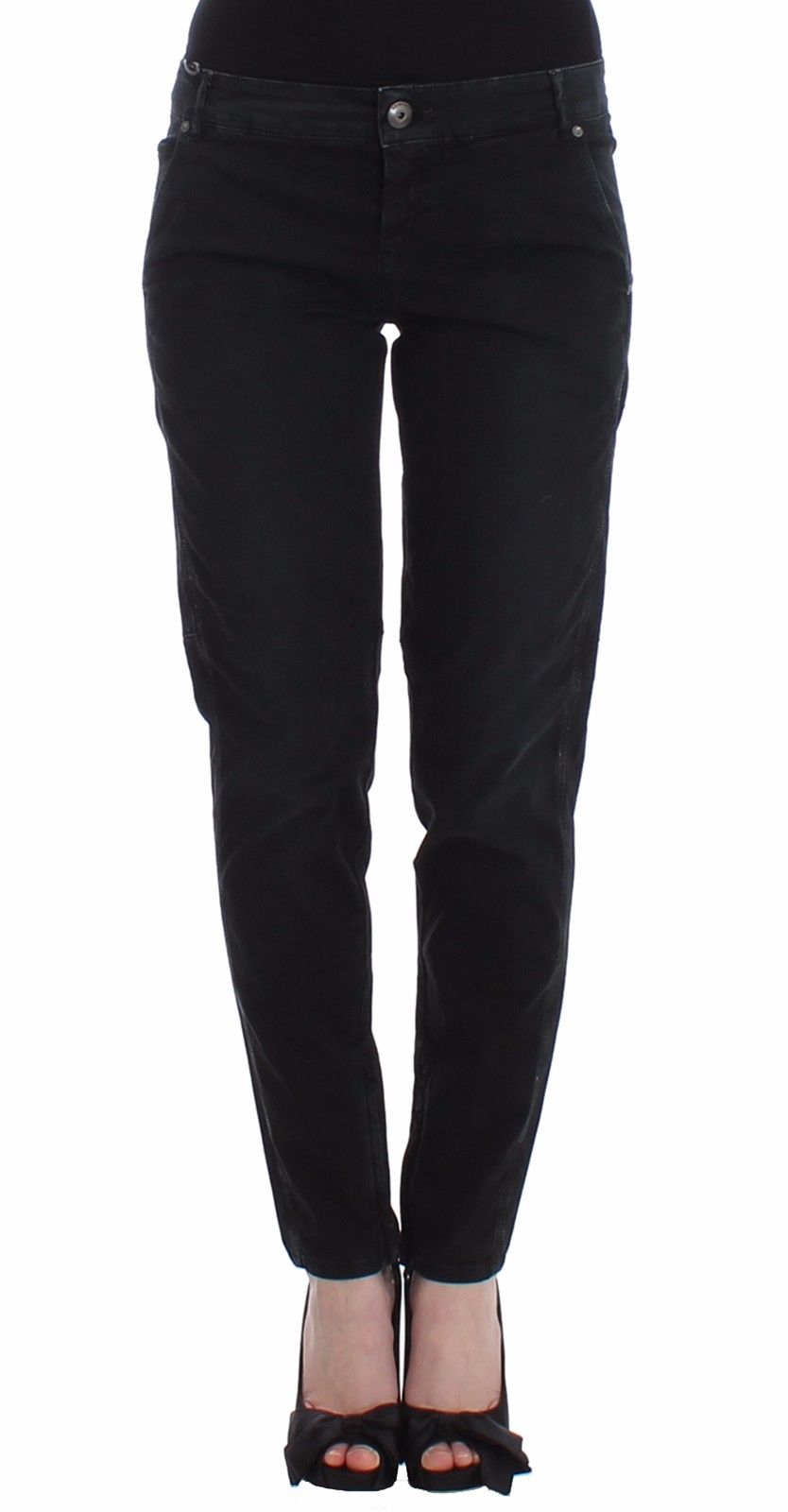 Ermanno Scervino Sleek Black Slim Leg Designer Jeans Ermanno Scervino