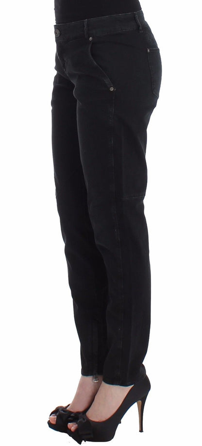 Ermanno Scervino Sleek Black Slim Leg Designer Jeans Ermanno Scervino