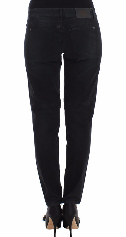 Ermanno Scervino Sleek Black Slim Leg Designer Jeans Ermanno Scervino