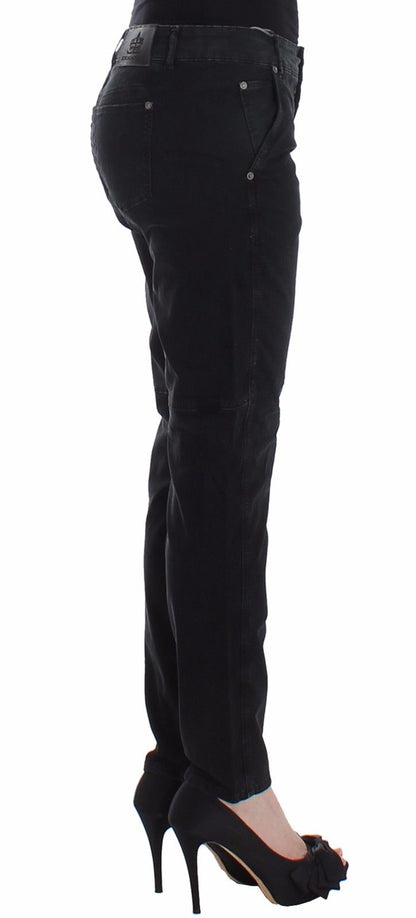 Ermanno Scervino Sleek Black Slim Leg Designer Jeans Ermanno Scervino