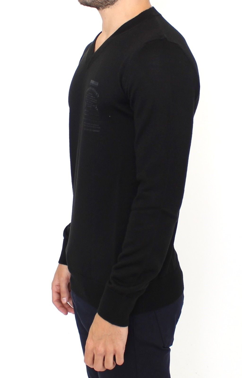 Ermanno Scervino Elegant Black V-Neck Wool Blend Sweater Ermanno Scervino