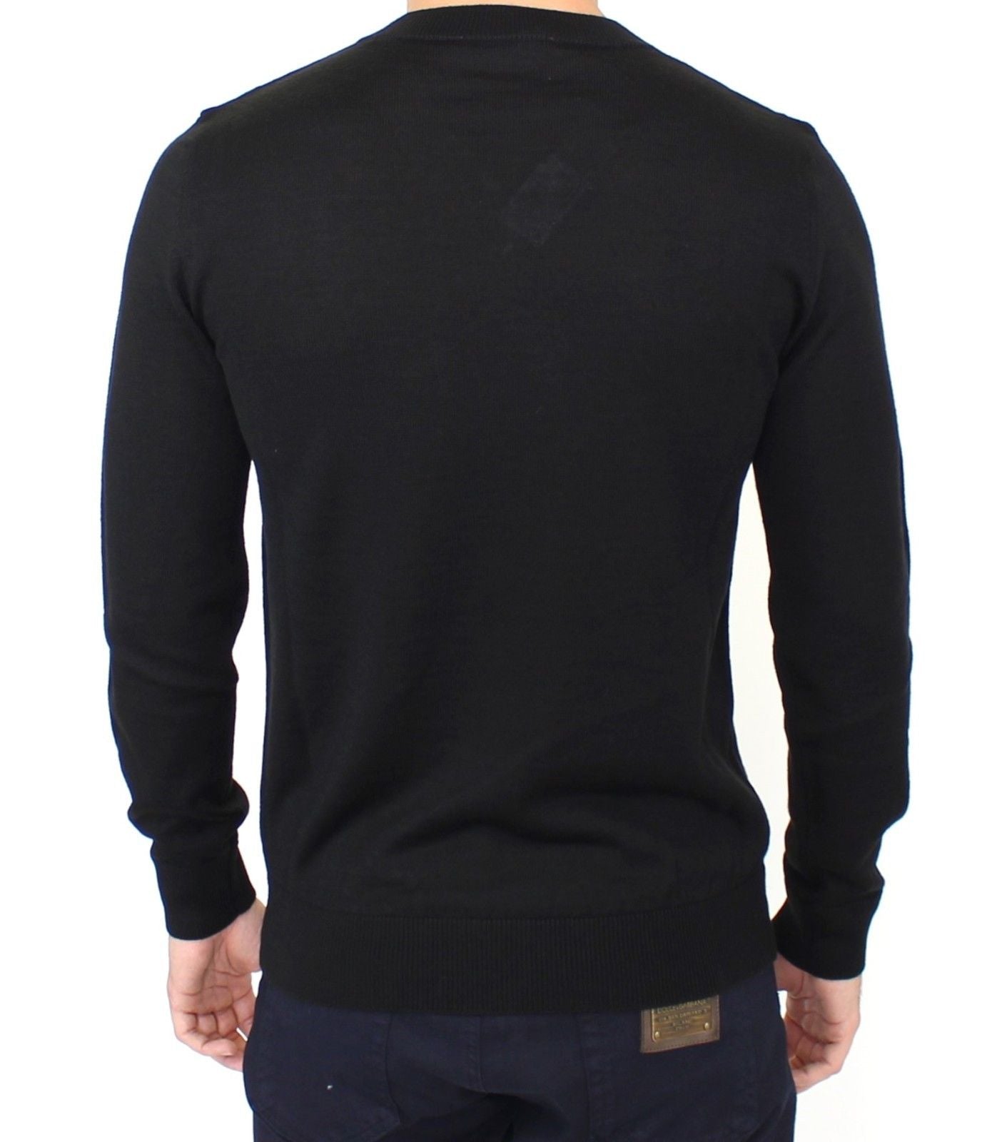 Ermanno Scervino Elegant Black V-Neck Wool Blend Sweater Ermanno Scervino