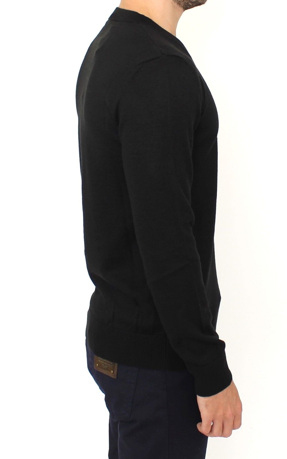 Ermanno Scervino Elegant Black V-Neck Wool Blend Sweater Ermanno Scervino