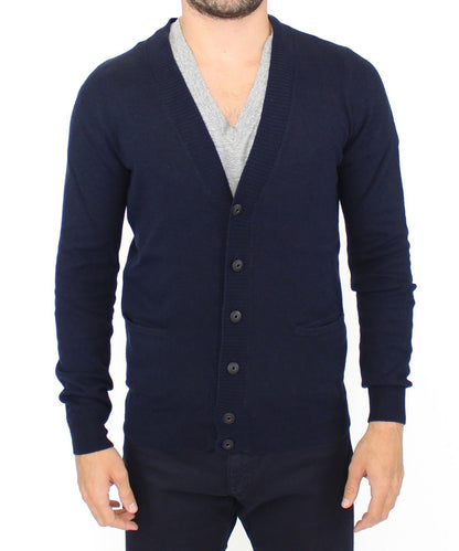 Ermanno Scervino Chic Blue Wool Blend Cardigan Sweater Ermanno Scervino