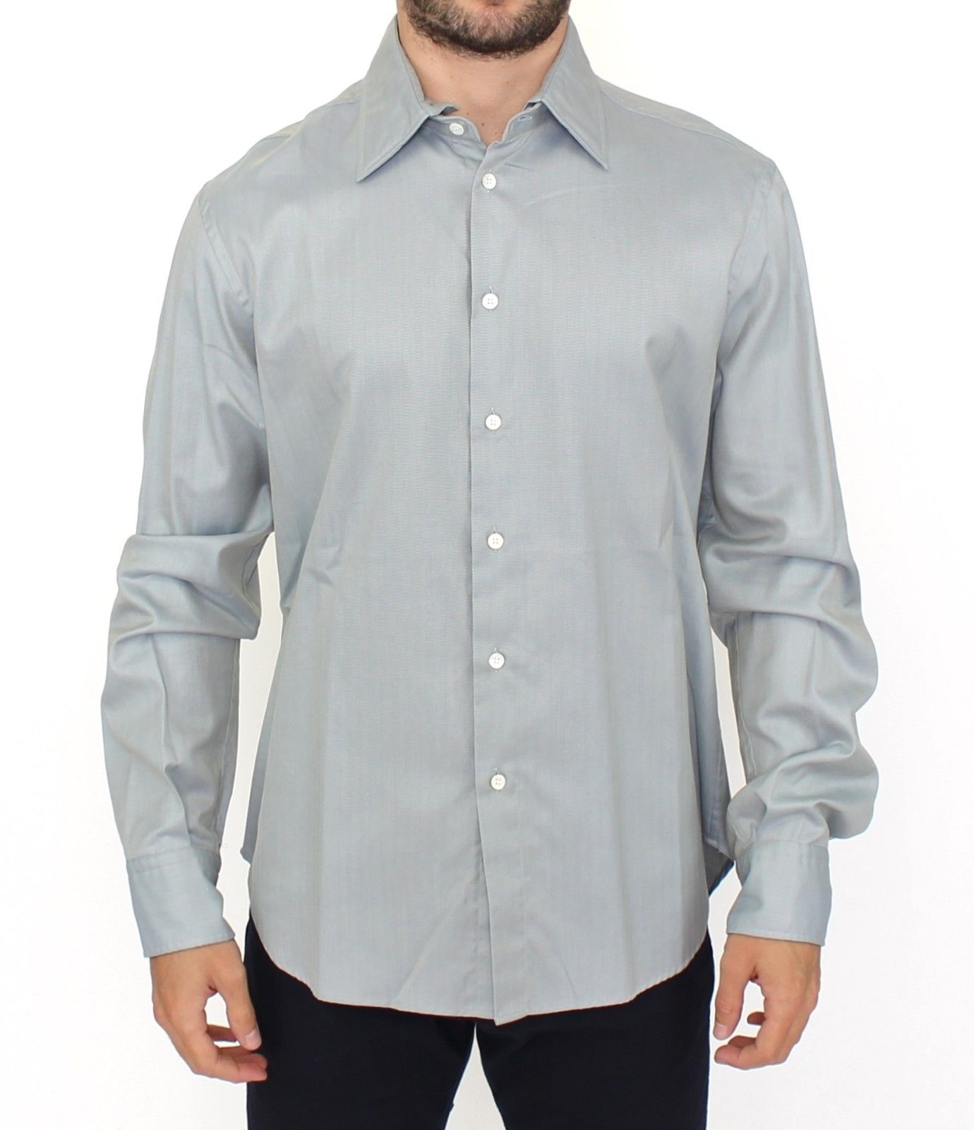 Ermanno Scervino Elegance Unleashed Gray Casual Button-Front Shirt Ermanno Scervino