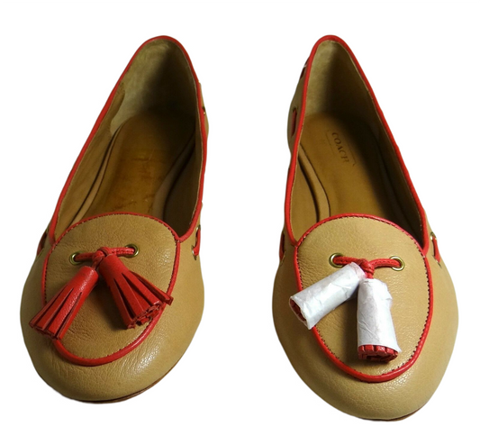 COACH Manika Soft Tan Leather Flat Shoes COACH