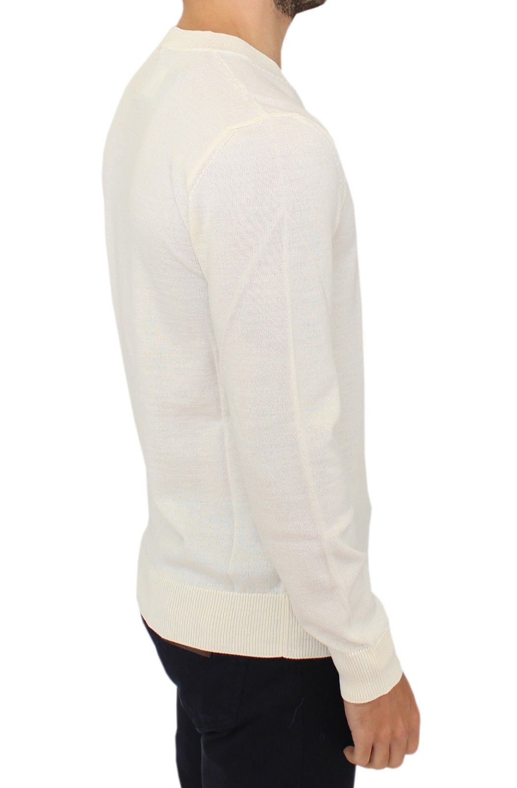 Ermanno Scervino Off-White V-Neck Wool Blend Pullover Ermanno Scervino