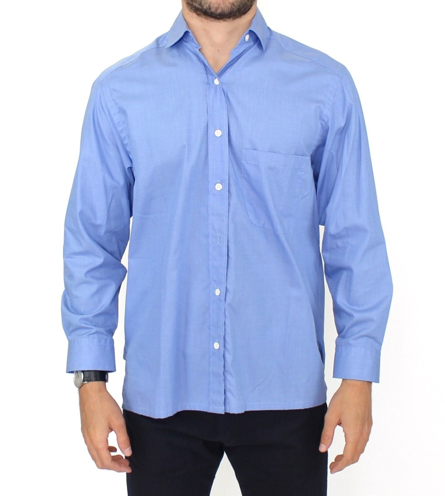 Ermanno Scervino Dapper Blue Cotton Dress Shirt for Men Ermanno Scervino