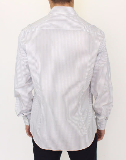 Ermanno Scervino Elegant White and Gray Striped Cotton Shirt Ermanno Scervino