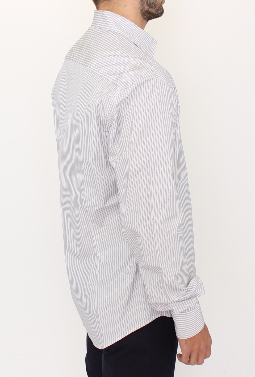 Ermanno Scervino Elegant White and Gray Striped Cotton Shirt Ermanno Scervino