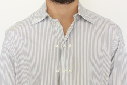 Ermanno Scervino Elegant White and Gray Striped Cotton Shirt Ermanno Scervino