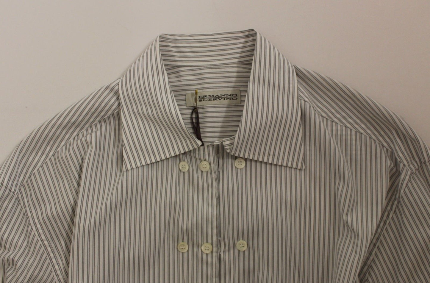 Ermanno Scervino Elegant White and Gray Striped Cotton Shirt Ermanno Scervino