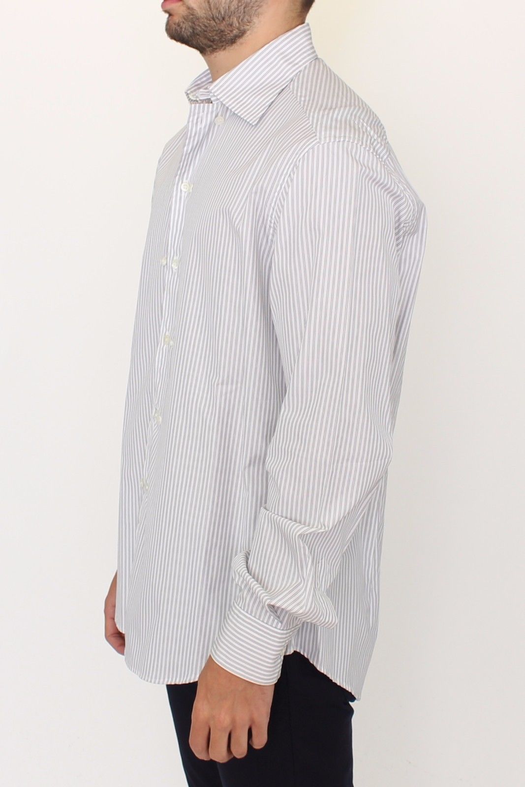 Ermanno Scervino Elegant White and Gray Striped Cotton Shirt Ermanno Scervino