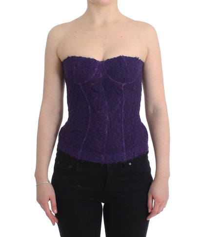 Ermanno Scervino Purple Lace Silk Blend Bustier Corset Ermanno Scervino