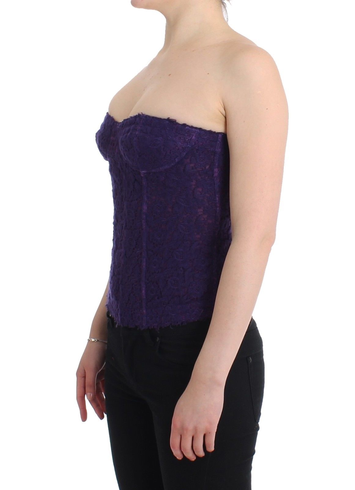 Ermanno Scervino Purple Lace Silk Blend Bustier Corset Ermanno Scervino