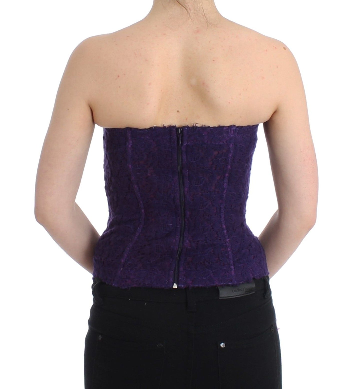 Ermanno Scervino Purple Lace Silk Blend Bustier Corset Ermanno Scervino