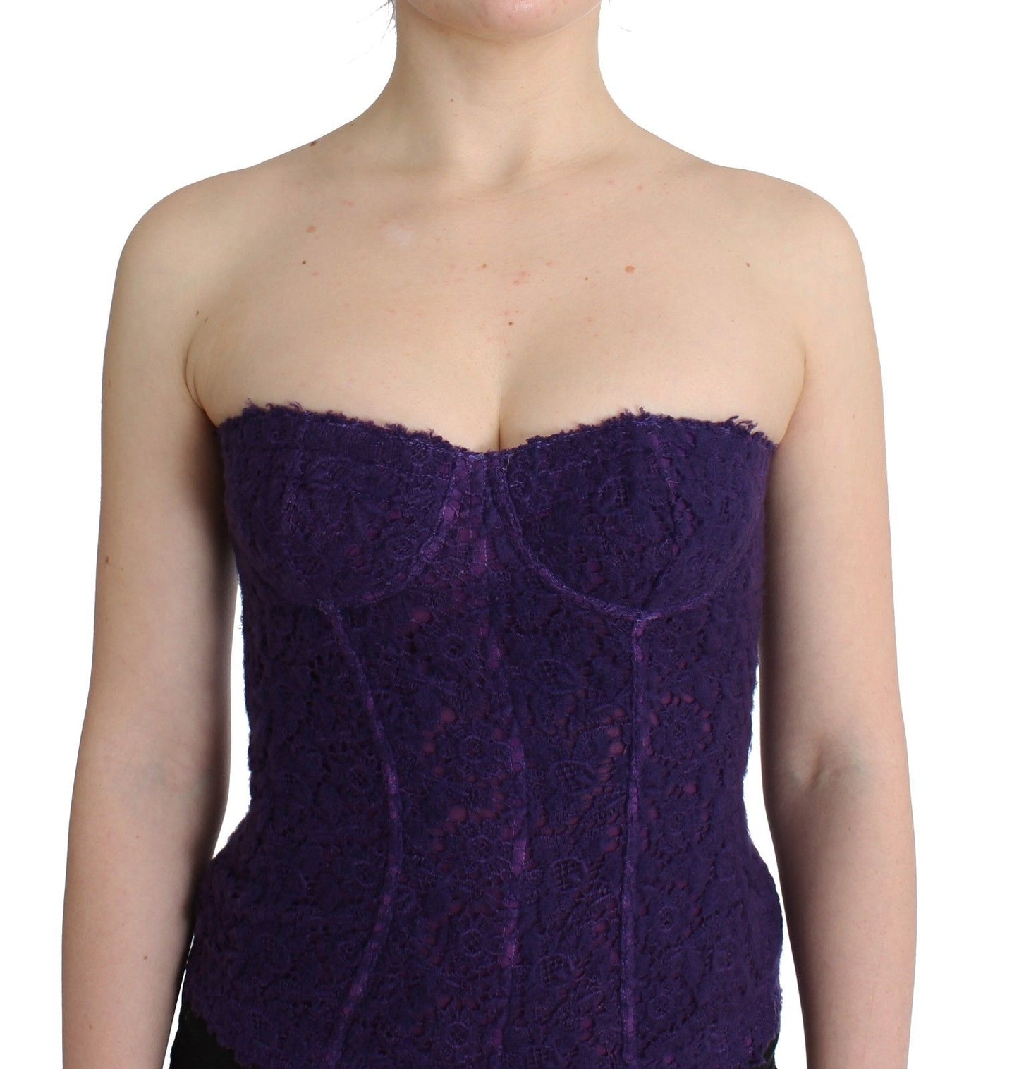 Ermanno Scervino Purple Lace Silk Blend Bustier Corset Ermanno Scervino